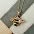 Elegent Crystal Yellow Little Bee Colored Glaze Drip Honey Bee Little Bumblebee Pendant Necklace...