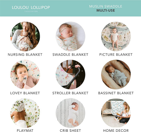 Loulou Lollipop Soft Baby Swaddle Blanket Muslin Wrap Receiving Blanket for Newborn to Toddler Girl and Boy, Large 47” by 47” - City - NYC…...