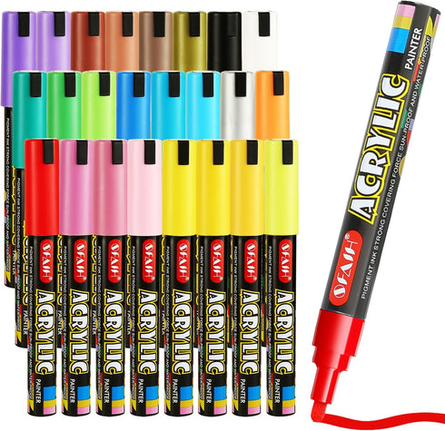24 Colors Acrylic Paint Pens Markers, Acrylic Paint Pens for Fabric, Canvas, Rock, Glass, Wood, Plastic, DIY Crafts Making Art Supplies…...