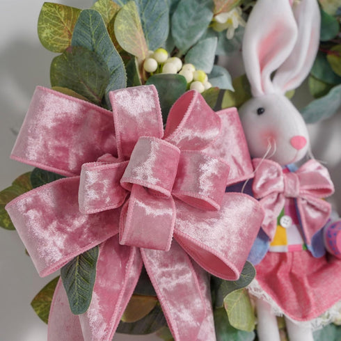 HUIHUANG Pink Velvet Wired Ribbon 1-1/2", Light Pink Velvet Wire Ribbon for Easter Wreath Supplies, Bows Making, Garland, Gift Wrapping, Spring De...