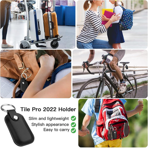 Compatible with Tile Pro 2022 Case, Microfiber Leather Holder Case Protective Cover with Key Ring for Tile Pro 2022 Tracker, 1 Pack (Black)...
