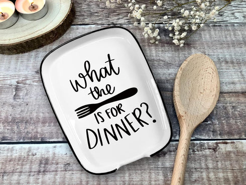 Ceramic Fork Spoon Rest What The Fork Is for Dinner, Functional Kitchenware Spoon Rest for Dinner Party, Dining Table, Kitchen Countertop or Stove...