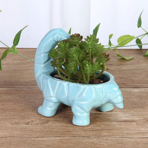 VanEnjoy 6 Inch Cute Cartoon Dinosaur Shape Ceramic Succulent Planter, Water Culture Hydroponics Bonsai Cactus Flower Pot,Air Plant Vase Holder De...