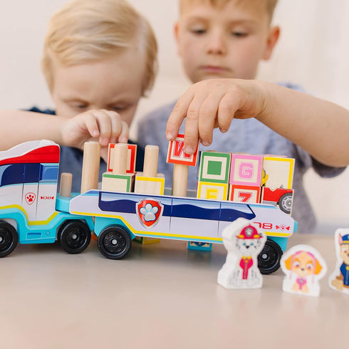 Melissa & Doug PAW Patrol Wooden ABC Block Truck (33 Pieces) - Sort And Stack Toys, Alphabet Blocks For Toddlers, Vehicle Toys For Kids Ages 3+, 3...