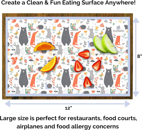 Suessie Disposable Placemats for Baby, Forest Animals (60 Count)...
