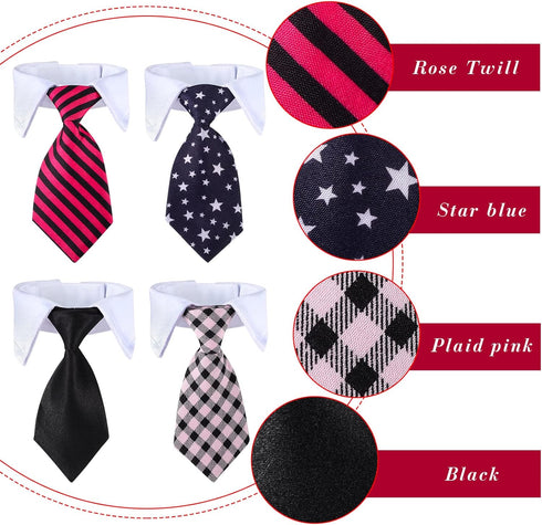 4 Pieces Cat Dog Tie with Collar Adjustable Puppy Pets Formal Necktie Collars Cat Dogs Bow Ties for Cat Small Dogs Grooming Costume Accessories...