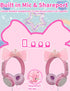 Priness Wired Kids Headphones with Mic for School/Travel,95dB Volume Limited,Shareport,On/Over Ear Bow Headsets with Nylon Cable-Pink...