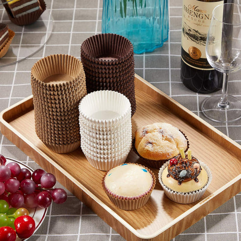 1000 Count Cupcake Liners for Baking Liners Paper Cupcake Wrappers Bulk Cup Cake Cases Muffin Baking Paper Cups for Candy Cooking (Brown White Nat...