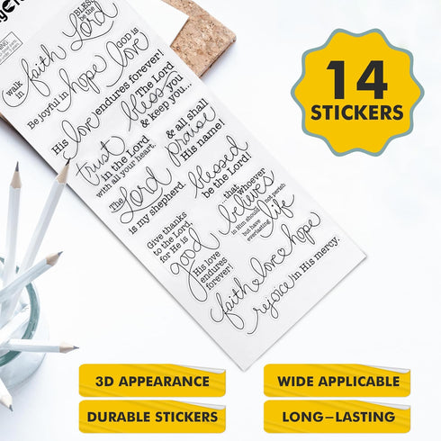 CraftyCrocodile Religious Christian Bible Stickers - Clear Handwritten Inspirational Prayer Faith Scripture Biblical Stickers for Scrapbooking and...