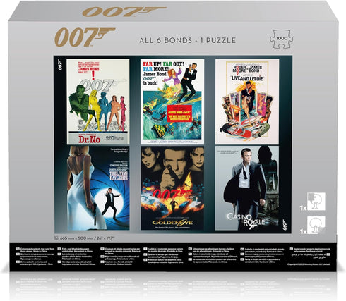 Top Puzzles James Bond Actor Debut 1000 Piece Jigsaw Puzzle Game, Featuring 6 classic Movie posters, Assemble Golden Eye, Casino Royale, Live and ...