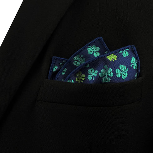 SHLAX&WING Clover Mens Pocket Square for Wedding Party Blue Green Handkerchief...