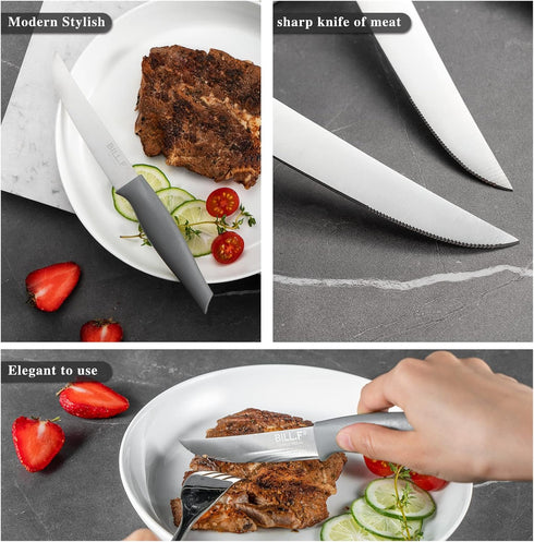 Steak Knives Set of 4,Stainless Steel Steak Cutlery Sets,4.5 In Sharp Blade Rust-proof Steak Knife with Serrated Edge, Dishwasher Safe Steak Knive...