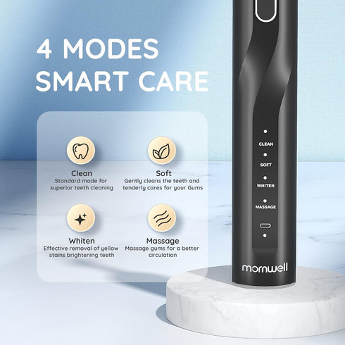 Sonic Electric Toothbrush, Sonic Toothbrush with 5X More Effective Cleaning Power, Rechargeable Electric Toothbrush with 8 Brush Heads, 4 Modes, L...
