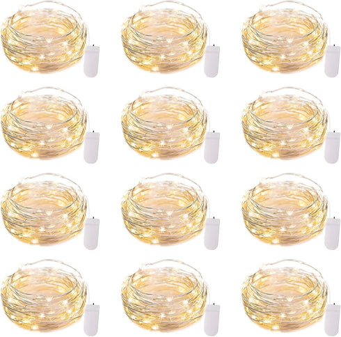 Brightown 12 Pack LED Fairy Lights Battery Operated String Lights - 7ft 20LED Waterproof Silver Wire Firefly Starry Moon Lights for DIY Crafts Wed...