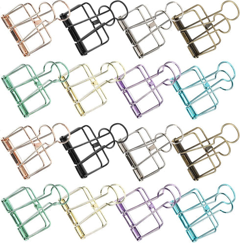 16 Pcs Binder Clips,8 Colors Hollow Design,Paper Binder Clips,Paper Clamps for Office, Home, School(L,1.9 * 2.6in)...