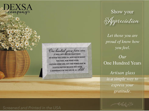 DEXSA One Hundred Years Beveled Glass Plaque with Easel | Made in the USA...