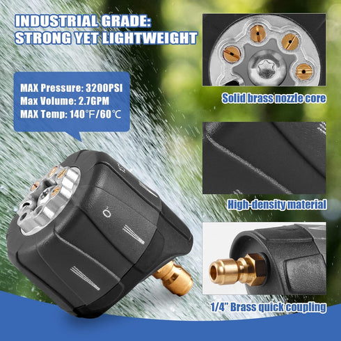 Pressure Washer Nozzle, 7-in-1 Quick Changeover Nozzle, Adjustable Pressure Washer Nozzle with 1/4 Inch Quick Connect, 3200 PSI Spray Nozzle...