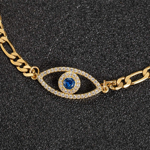 Evil Eye Hamsa Hand Charm Anklet for Women Teen Girls, Dainty Handmade Sideways Hanging Evil Eye Real 14K Gold / 18K Gold/Silver Ankle Bracelet Mi...