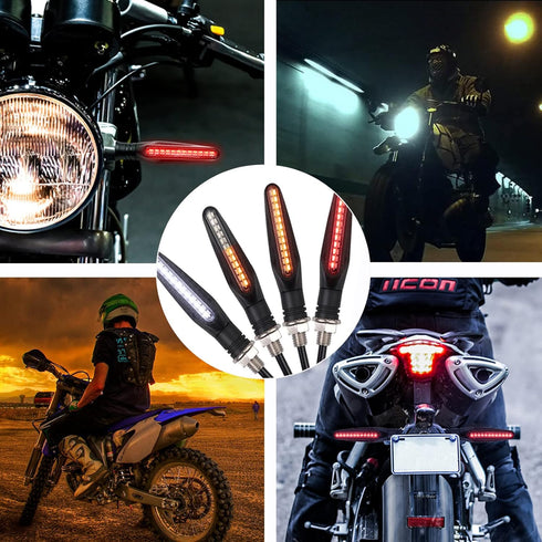 Acelane Motorcycle Indicator Lights Flowing LED Turn Signal Lights Blinkers Brake Light Daytime Running Light Rear Front 12V for Motorbike Scooter...