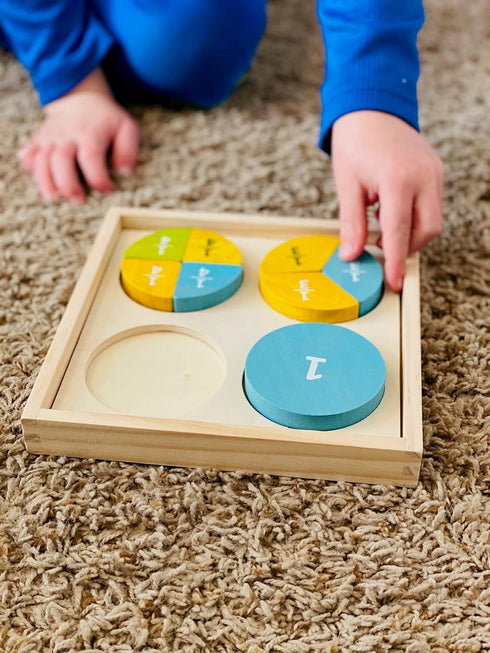 BeginAgain Fraction Puzzle - Chunky Learning Puzzle - 10 Piece Puzzle, Kids 2 and Up, 7.5" x 7.5" x 1"...
