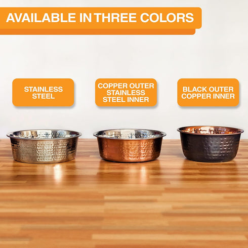 Neater Pet Brands Hammered Decorative Designer Bowls - Luxury Style Premium Dog and Cat Dishes (Large, Copper)...