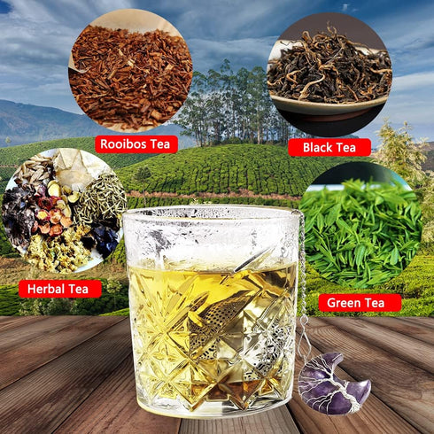 Stainless Steel Tree of Life Tea Ball - Amethyst Crescent Moon Pendant Infuser for Loose Tea Leaves...