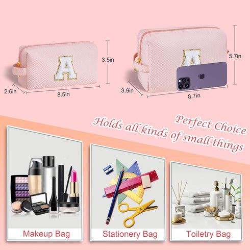 Birthday Gifts for Women Her, Initial D Travel Cute Makeup Bag Large Capacity Make Up Bag Cosmetic Bag for Women Toiletry Bag Skincare For Teens P...
