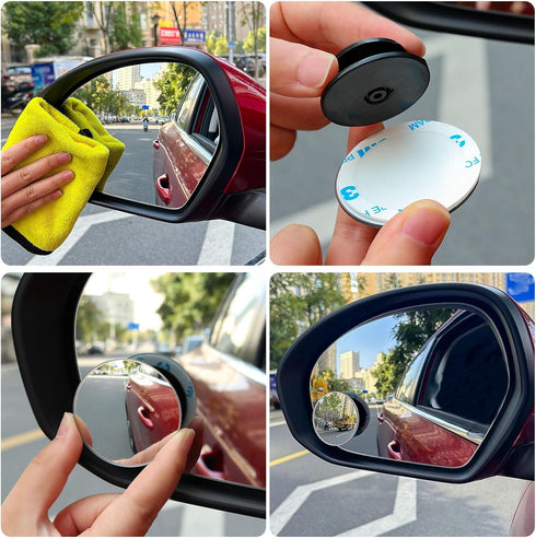 360° Adjustable Blind Spot Mirror, 1 Pair 2'' Side Mirror Blindspot with 2pcs Side Mirror Rain Guard HD Glass Wide Angle Frameless Mirror for Car ...