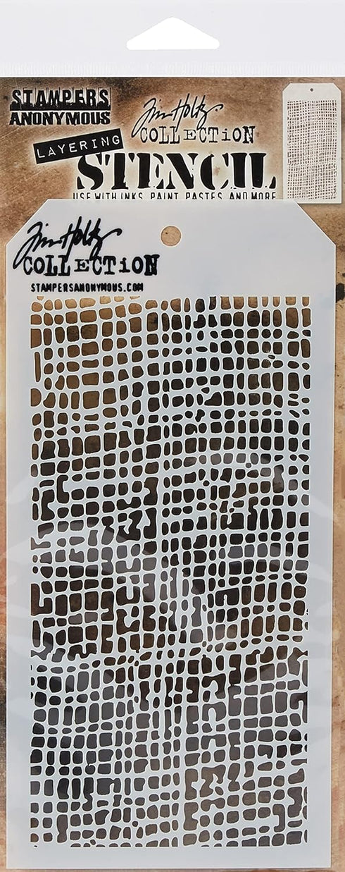 Stampers Anonymous Tim Holtz Layered Stencil, 4.125 by 8.5-Inch, Burlap...