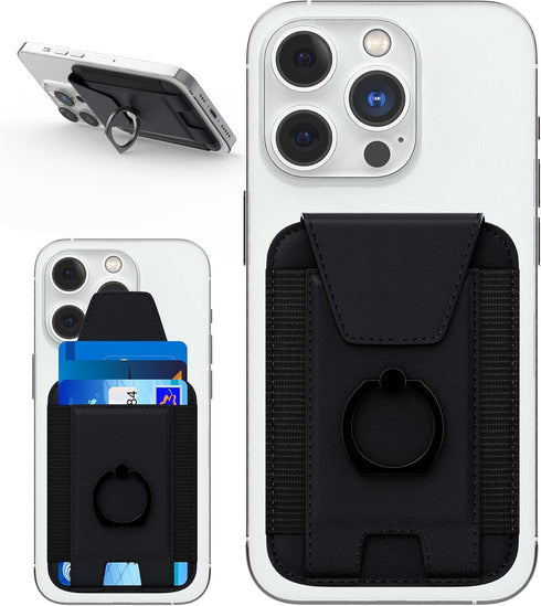 3-in-1 Magnetic Wallet with Phone Ring Stand, Compatible with Mag-Safe Wallet, Magnetic Privacy Flap, Phone Wallet with Phone Ring for iPhone 15/1...