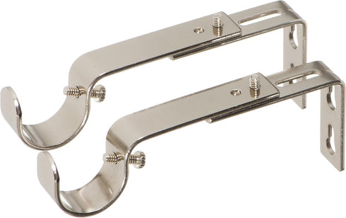 Ivilon Adjustable Brackets for Curtain Rods - for 1 or 1 1/8 Inch Rods. Set of 2 - Brushed Nickel...