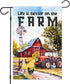 Life Is Better On The Farm - Funny Farm Garden Flag - Red Tractor Design - Harvest Themed Flag - 12x18 Design For Farmer, Off White...