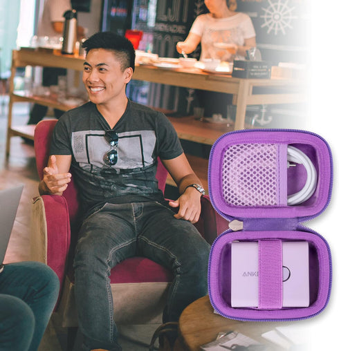 khanka Hard Case Replacement for Anker 45W Wall Charger 5,000mAh 20W Portable Charger, 521 Power Bank (PowerCore Fusion), Case Only (Purple)......