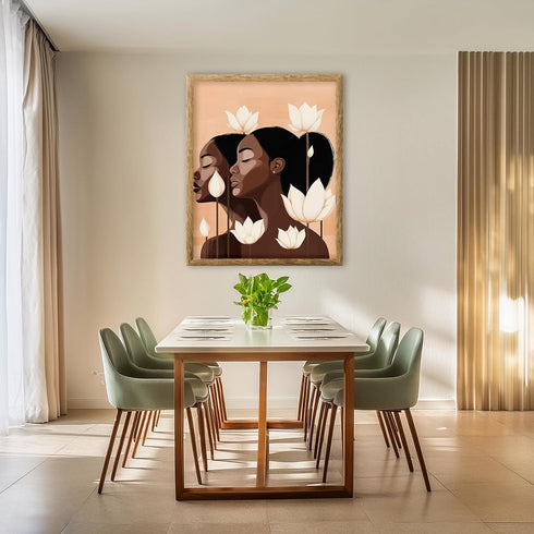 Posterizer 1 pcs-minimalist African woman art with pretty flowers 3-Afro-American Art Collection-Abstract & Modern Art-Chic Home Decor- unframed w...
