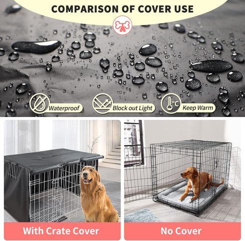 RICHIE Dog Crate Cover 24 inches - Durable UV Resist Waterproof Dog Kennel Cover, Crate Covers for Dog Cages with Double Doors and Air Vent Window...
