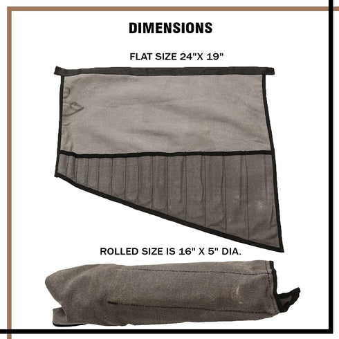 Wrench Pouch 14 Pockets Metric & Standard Wrench Organizer & Roll Up Pouch Hand Made 100% Dyed Cotton Duck Canvas Tool Bag - Washed Black/Grey...
