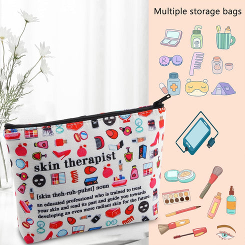 Skin Therapist Makeup Bag Skin Specialist Gift for Technician Skincare Lover Gift Dermatologist Gift Cosmetic Zipper Pouch (noun bag...
