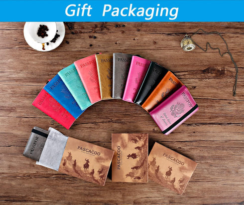 Passport Holder Cover Wallet Travel Essentials RFID Blocking Leather Card Case International Must Haves Travel Accessories for Women Men(101#Purpl...
