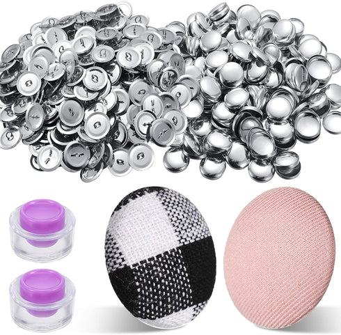 100 Sets Cover Buttons Kit with Tools Size Buttons to Cover Self Cover Buttons with Wire Backs DIY Fabric Cloth Cover Buttons (Size 24/0.59 Inch)...