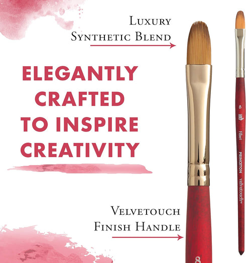 Princeton Velvetouch, Series 3950, Paint Brush for Acrylic, Oil and Watercolor, Filbert, 8...