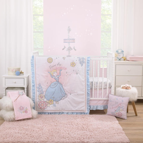 Disney Sweet Princess Light Blue, Pink, and White Enchanted 100% Cotton Photo Op Fitted Crib Sheet...