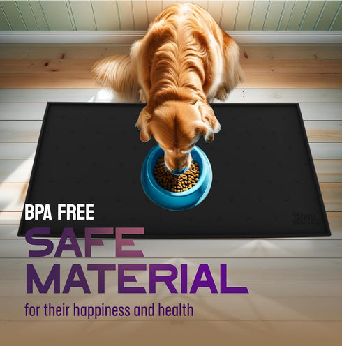 Dog Food Mat - Raised Edges Cat Food Mat Prevent Spills – 100% Waterproof Dog Mat for Food and Water Protect Floors - Easy Clean Dog Bowl Mats for...