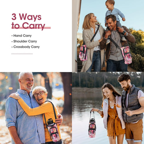 ARTSO Water Bottle Carrier Bag Sling Holder Pouch, 25oz 32oz 40oz 64oz Insulated Water Bottle Sleeve Case Cover with Adjustable Shoulder Hand Stra...