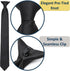 Clip on Ties for Men, 2 Pcs Black Clip on Tie & Tie Clips Set, 20 Inches Premium Solid Color Clip Ties for Men...