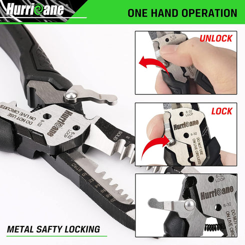 HURRICANE 6-in-1 Wire Stripper Tool, Wire Strippers, Crimping Tool, Wire Cutter Stripping Tool, Multifunctional Electrical Pliers for Cable Stripp...