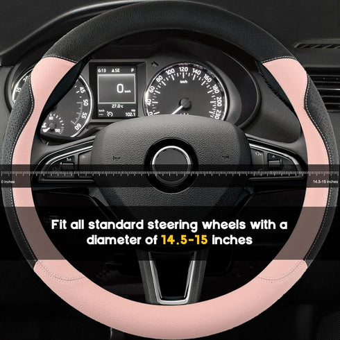 Cute Steering Wheel Cover for Women Girl, Breathable, Anti-Slip, Odourless Car Interior, Soft PU Leather Universal Car Accessory for Diverse Cars?...