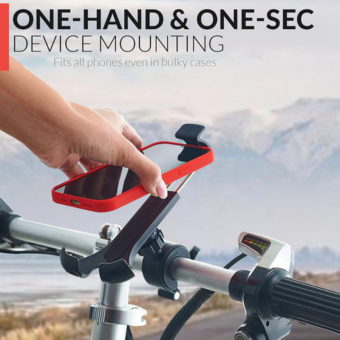 New 2025 Bicycle & Motorcycle Phone Mount - The Most Secure One-Handed Bike Phone Holder for iPhone, Samsung or Any Smartphone. Stress-Resistant a...