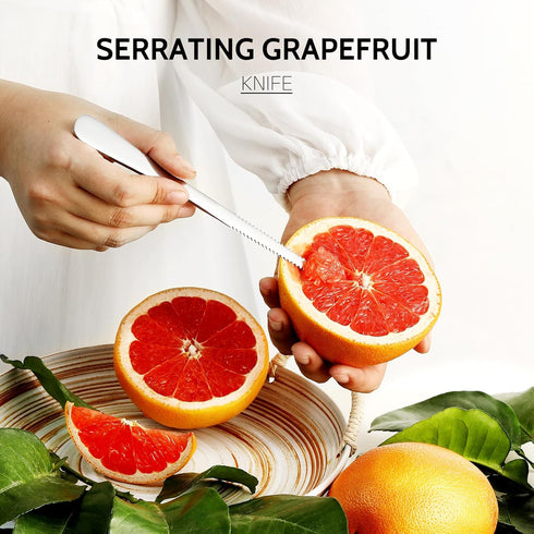 Hiware 4-piece Grapefruit Spoons and Grapefruit Knife, 18/8 Stainless Steel...