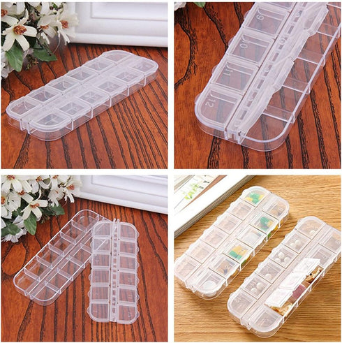 6 Pieces Nail Art Tool Jewelry Storage Box, 12 Compartments Plastic Rhinestone Organizer Container Case, Display Containers...