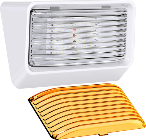 Leisure LED RV Exterior Porch Utility Light - 12v 280 Lumen Lighting Fixture. Replacement Lighting for RVs, Trailers, Campers, 5th Wheels. White B...